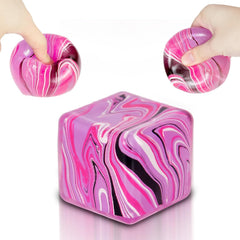 Squishy Fidget Toys Stress Cube, 1.97"*1.97" Stress Balls for Kids Adults Stress Relief, Ice Squishy Cube Sugar Balls, Sensory Toys for Kids with Autism an danxiety Disorder(Pink)