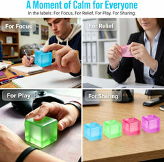 Squishy Ice Cube Stress Balls, Slow Rising Stress Relief Toy, Squeeze Ball Fidget Toys for Adults Teens Boys Girls, Sensory Toys for Kids with Autism, Party Favors Gifts (Blue)