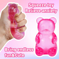 Gummy Bear Squishy, Stress Bear Taba Squishy, Taba Squishy Toys for Kids, Stress Balls Valentines Day Gifts Birthday Gifts Party Favors-Rosy