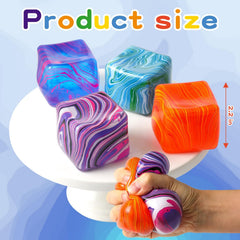 Stress Balls, Squishy Stress Cube for Kids Adults, Squishy Slow Rising Fidget Cube Sensory Toys for Anxiety Stress Relief, High Density Ice Squeeze Ball Cubes for Adults Kids. (Pink)