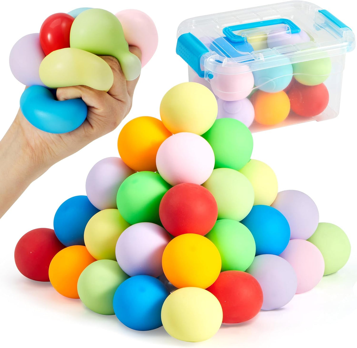 JOYIN 24 Pack Slow Rising Stress Balls, Squishy Sensory Fidget Toys, Hand Therapy Balls for Anxiety Relief, Classroom Prize Box Toys for Kids, Goodie Bag Stuffers, Party Favors