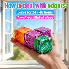 4 Pcs Stress Cube Squishies Fidget Toys, Ice Cube Shape Squeeze Toys, Slow Rise Stress Balls Sensory Toy for Kids Adults with Autism, Stress Relief Classroom Prize, Easter Basket Stuffers