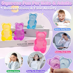 4 Pack Bear & Sugar Ball Designs, Anxiety Relief & Focus Toy, Maltose Filled Squeeze Toys for Sensory Play，Sensory Fidget Toys for Adults, Kids, Slow Rising Squishy Stress Ball