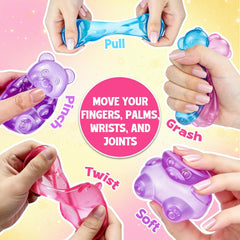 Gummy Bear Taba Squishies Fidget Toys, Stress Ball Relief, Sugar Squishies Gummy Bear Fidget Toys for Kids Adults, Slow Rising Sensory Stress Balls for Birthday Gifts Party Favors (Purple)