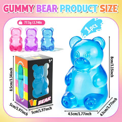 Gummy Bear Fidget Squeeze Toys, Slow Rising Sensory Stress Balls, Gummy Bear Fidget Toys for Kids Adults, Squishies Stress Relief Toys for Birthday Gifts Party Favors, Stocking Stuffers (Blue)