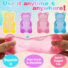 Pink Stretch Filled Squeeze Toys for Sensory Play，Maltose Bear & Sugar Ball Designs, Squishies Anxiety Relief & Focus Toy, Sensory Fidget Toys for Adults, Kids, Slow Rising Squishy Stress Balls