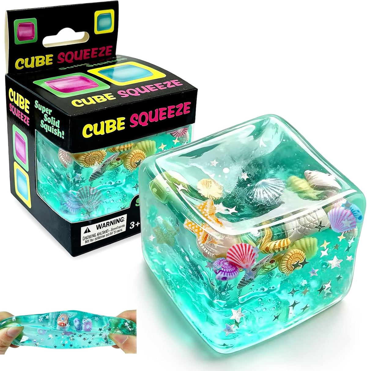 Nice Cube Squishy Fidget Toys,Large 2" Wide,Ocean-Themed Slow Rising Stress Ice Cube,Sensory Squeeze Toys for Anxiety Stress Relief