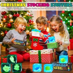 Stress Cube Squishy Fidget Toys Kids Adults - Glow in The Dark Whale Squish Toy Sensory Toys for Kids with Autism Stress Balls for Kids Squeeze Toys for Anxiety Stress Relief Easter Basket Stuffers