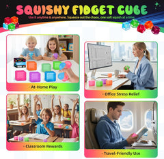 Stress Cube Squishy Fidget Toys, Slow Rising Ice Cube Sensory Stress Balls for Kids Adults Anxiety Relief Squeeze Toy for Classroom Prizes Party Favors (Light Green)