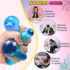 Squishy Stress Cube Fidget Toys Adults - Glow in The Dark Sensory Toys for Kids with Autism Stress Balls for Kids Teens Squeeze Toys for Anxiety Easter Basket Stuffers