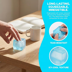 Ice Cube Squishy Stress Balls, Premium Big Block Fidget Cube, Soft Maltose Slow Rising Sensory Toy, Durable Squeeze Anxiety Relief Desk Toys Gift for Birthday (Blue)