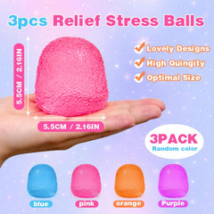 Gumdrop Squishy 3 Pack, Stress Balls Fidget Toys for Kids and Adults, Durable Squishy Gumdrops Candy-Shaped Balls for Classroom Prizes, Party Favors, Easter Basket Stuffers, and Easter Gifts