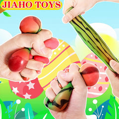 JIAHO Squishy Watermelon Stress Balls for Kids and Adults, Fruit Dough Balls, Fidget Toys, Anxiety Relief Stretch Balls, Squishy Toys for Kids Prizes, Party Favors | Change Color Squeeze Ball